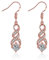 Fashion 14K Rose Gold Cubic Zirconia Infinity Dangle Drop Earrings For Women Lady Sensitive Ears CZ Crystal Wedding