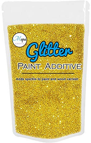 Mopa Crafts Gold Glitter Paint Crystal Additive 100g for Emulsion Paint - for use with Interior/Exterior Wall, Ceiling, Wood, Metal, Varnish, Dead Flat, Matt, Soft Sheen or Silk Paints