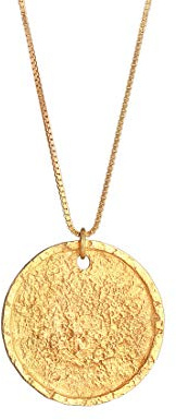 Kuzzoi Herren Silber-Halskette mit Münz Anhänger Rund (25 mm), Halskette für den Mann in 925 Sterling Silber vergoldet, Goldene Kette mit antiken Coin, Herrenkette mit Anhänger handgearbeitet