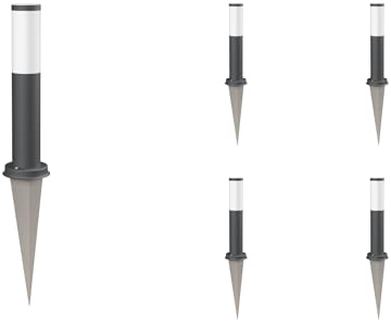 ledscom.de 5 Stück Wegelicht/Pollerleuchte/Gartenleuchte PORU mit Erdspieß für außen, IP44, 39cm, anthrazit, 1 x E27 max. 60W