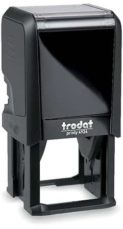 Trodat Printy 4924 - Sello máximo de 10 líneas con texto deseado, aquí mismo en línea, color azul – sello de empresa, sello de dirección, con texto deseado, 40 x 40 mm – 10 líneas