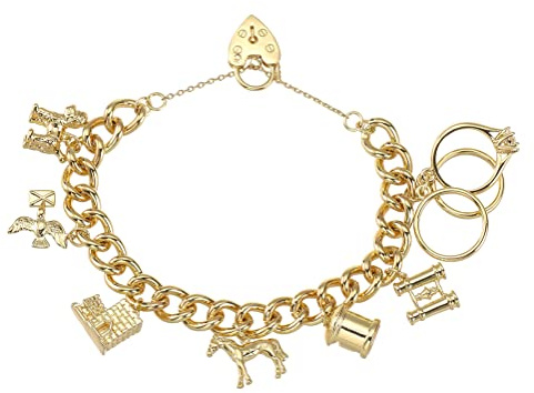 Gold Pets & Post Charm Bracelet, 8-Inch, 48g, Gold Plated - Bling King London
