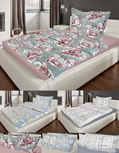 MB Warenhandel24 Bettwäsche warme Winter Biber Feinbiber Flanell Baumwolle 135x200 oder 155x220 + 80x80 cm 2 TLG teilig (1x ca. 135x200 + 1x ca. 80x80 cm, Floral)