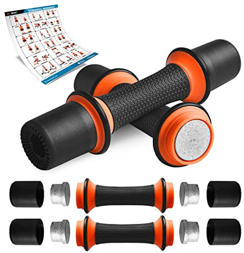 SQUATZ 1,4 kg Hantelset - Verstellbares Gewicht All-in-One Vielseitige Hanteln für Frauen, rutschfestes Neopren, ideal für gemeinsame Bewegung und multifunktionale Übungen, Heim-Fitness-Training
