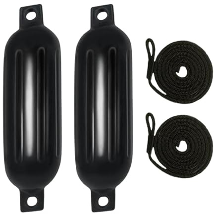 JISADER 2 Piezas de defensas de Barco, defensas inflables anticolisión, Parachoques de Barco para veleros, Cuerda Negra G0 Negra