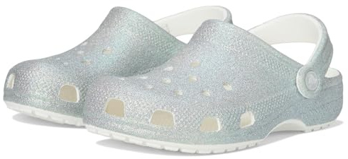 Crocs Unisex Kinder Classic Iridescent Glitter CgK Clog, White, 32/33 EU