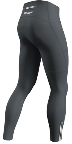 Lo.gas Mens Cycling Pants,4D Padded Road Bike Bicycle Tights Outdoor Biking Leggings with Pockets Grey-2024 L