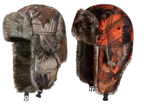 Cappello Bomber Aviatore Inverno Uomo, Cappello Aviatore Unisex Imbottitura in Pelliccia Coperto sulle Orecchie sul Mento per Ski Inverno in Bicicletta,Cappelli Bombardiere Caldo