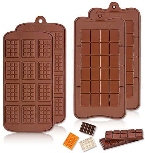 4 stampi per cioccolato, in silicone, per cioccolato, per alimenti, antiaderenti, in silicone, per proteine e barrette energetiche, 4 pezzi
