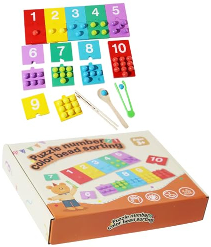 Genérico Clasificación de Colores | Actividades Educativas de Matemáticas con Cuentas y Pinzas - Tablero De De Conteo De Madera - para Niños y Niñas 3+ Años para Hogar Guardería Preescolar