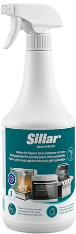 Sillar Ugnsrengöring och Grillrengöring 1 L, Spray mot Fett, Inbrända Rester, Sot och Tjärbeläggning, Rengöring för Kaminlucka, Grillgaller, Bakplåt och Ugn, med Natriumhydroxid, 1 St