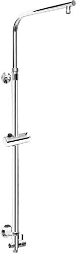 Cornat Steigrohr Square Vario - 80 - 130 cm - Höhenverstellbar - Eckige Form - Mit Umschalter & Handbrausenhalter - Variable Wandbefestigungen / Duschstange für Kopfbrausen / Brausearm / TECBW3411
