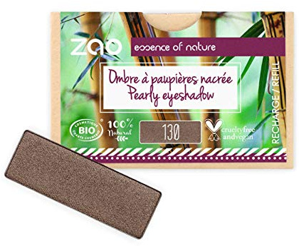 ZAO essence of nature - Recharge Ombre à paupières rectangle Nacrée 130 Marron intense - 1,3 gr