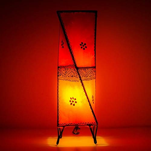 Saharashop Oriental Floor Lamp Henna Carré 49 cm Leather Orange