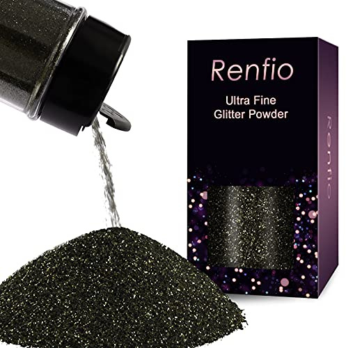 Renfio Ultra Fine Glitter Powder 2.11 Oz (60g) Metallic Resin Glitter | Flakes Crafts Sequins Epoxy Chips Flakes for Tumblers Slime Painting Arts Nail Holiday Decoration - Fox Black