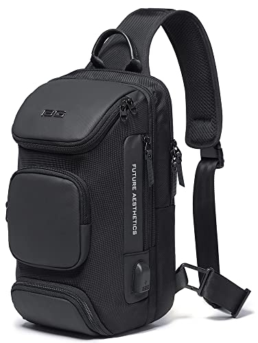 BANGE Sling Bag, Waterproof Men's Chest Bag Shoulder bags Crossbody Sling Backpack for Men Sling Backpacks7086black