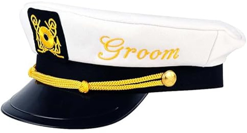 Bachelor Party Captain's Hat - Groom to Be Nautical Bachelor Hat | Funny Accessory Boats n' Hoes Bridal Shower Accessories Men Gifts Decorations Decor Wedding Ideas Boating Hats White Boat Cap Favors
