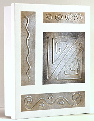 Cuadroexpres - Armario para Llaves para La Pared, con 15 Ganchos, Pintado a Mano, Decorativo, Moderno, 26x31x6 cm, 100% Original, Dorado y Plata. Incluye Tornillos y Tacos para la Pared