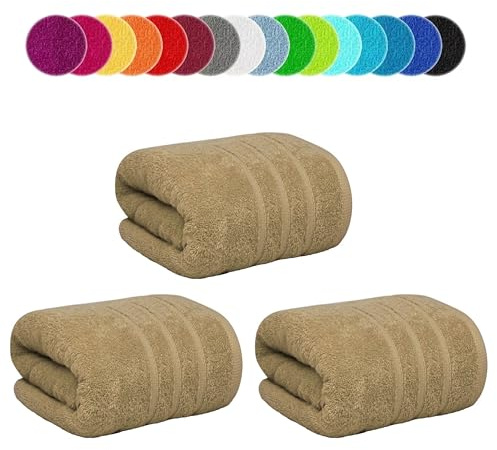 Set di 3 asciugamani da bagno jumbo 100x200 cm, 600 g/mq, extra large, grande asciugamano da spiaggia 100% cotone egiziano XXL, set di asciugamani da bagno super morbidi (Latte, 3)