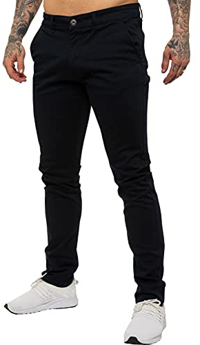 Pantalon Chino Jeans Stretch Coupe Ajustée Coton Homme avec Poches EZ348 Navy 34W / 30L