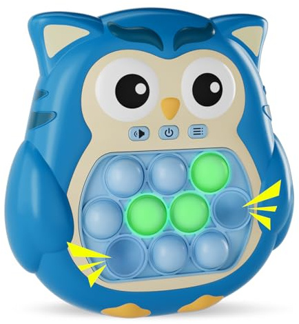 Sensory Pop Fidget Toys for Kids 3-12,Handheld Game for Kids,Light Up Fidget Toy,Travel Games,Airplane Toys for 3 4 5 6 7 8 9 Year Old,Quick Push Pop Game Christmas Birthday Gifts for Boys and Girls