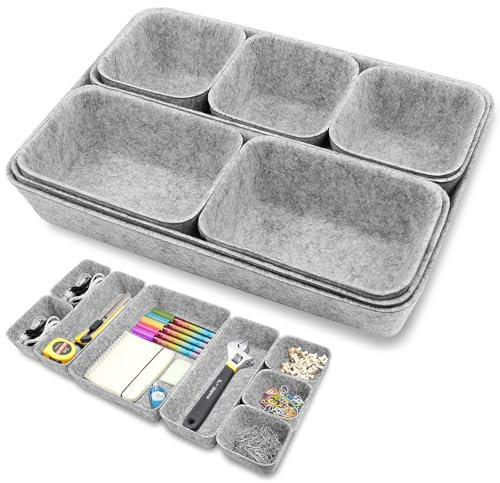 Felt drawer organiser,Drawer Organiser Set,Stackable Storage Boxes,Eco-Friendly Makeup Drawer Organiser,Felt Basket for Desk,Dressing Table,Bedside Table