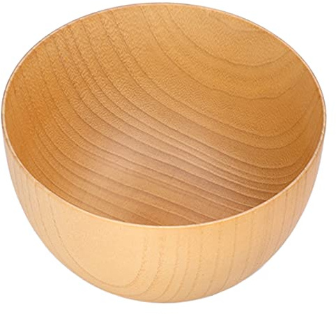 Nikou Cuenco de madera, recipiente redondo para utensilios de cocina, tamaño grande para frutos secos, aperitivos, aperitivos de frutas, color claro, diseño simple, 13 cm de diámetro