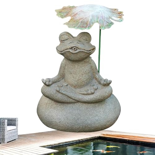 Sputacchiera per laghetto, Sputacchiere per piccoli laghetti, Statua per fontana da esterno, Accessorio per pompa per fontana aeratrice, Decorazione da giardino con statua di rana(Gray A)