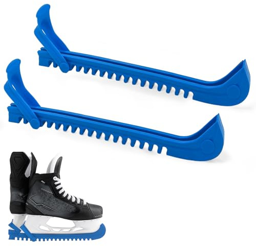 Jiaoshou Pan 1 Par Protectores de Cuchillas de Patines de Hockey sobre Hielo, Protectores Patines Hielo Ajustable para Adultos y Niños (Azul)