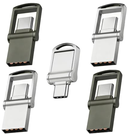 8 GB/128 GB dubbel USB-flashenhet USB A USB C mini minnessticka roterbar tumenhet plug and play-lagring kompatibel med iPhone 15 16 17 Android Mac Windows Linux (8 GB 5-pack)