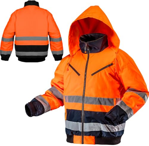 Neo Tools Softshell varningjacka med reflekterande ränder orange neon gul arbetsjacka varningsskydd säkerhetsbyxor M orange