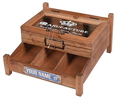 Besteckkiste „MAISON LAVANDE“ – Shabby Chic Holzbox | 3 Fächer | Glasdeckel | Besteckkasten im französischen Landhausstil lof087 Palazzo Exklusiv