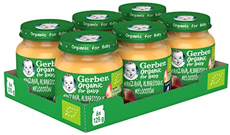 Gerber Organic Manzana Albaricoque Melocotón 125 g - Pack de 6
