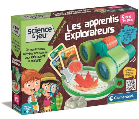 Clementoni - 52655 - Science et Jeu - Laboratoire - Les Apprentis Explorateurs - Jeu de Manipulation pour Enfants à partir de 5 Ans et Plus - avec Jumelles et Outils -