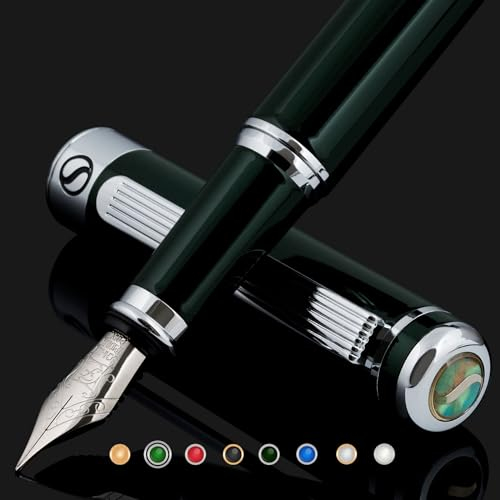 Scriveiner Füller - britisches Renngrün, Luxus Füllfederhalter, Chromausführung, feine Schmidtfeder, bestes Schreib-Geschenkset Mann & Frau, Profi, Chef, Büro, schöne Schreibgeräte