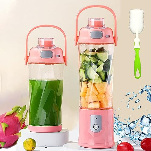 Mixeur Blender Portable 580ml /20oz pour Shakes et Smoothies - Mini Mixeur Smoothie Portable avec 6 Lames et USB blender 270W Glace Pilée Blenders avec couvercle de voyage (Rose)