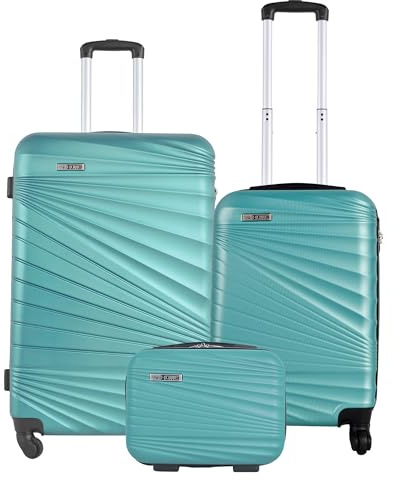 Juego de Maletas rígidas 3 pzs. Maleta Cabina 56 cm, Maleta Mediana 66 cm, y Neceser 23 cm Turquesa Claro