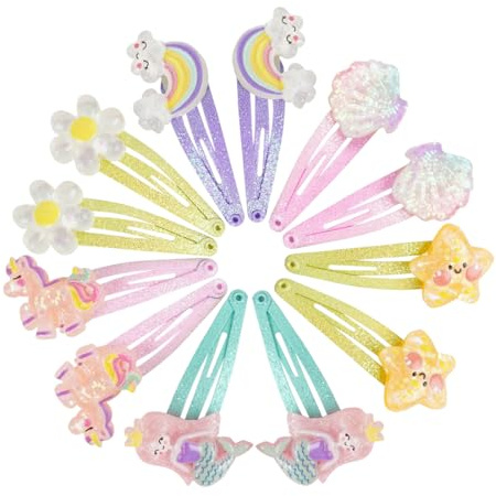 12 Horquillas niña, Horquillas Pelo Niña Sirenas, Complementos Pelo niña, Clips Pelo Niña, Accesorios Pelo, Regalos de cumpleaños y fiestas