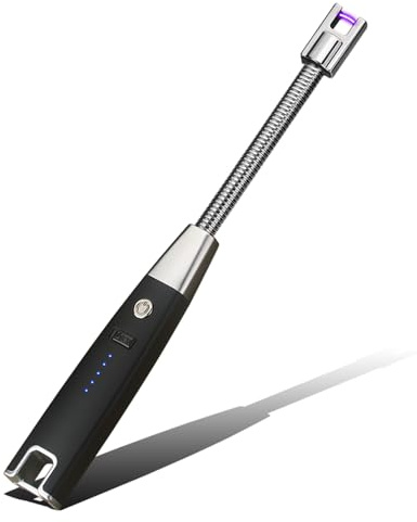 Outset Rechargeable Arc Lighter with Flexible Neck for Grill, Candles, and Fireplace