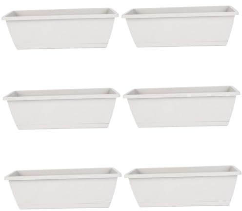 Fioriera box 6pcs fioriera ventilata con fioriera rettangolo PP di drenaggio con vassoio 16.9x7.1x6.3in per il giardino da finestro del balcone, scatole di finestre grigio chiaro
