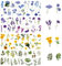 Lot de 160 autocollants floraux transparents Autocollants pour Scrapbooking Plantes Naturelles Autocollants Vintage Stickers Fleurs Colorées pour Journal DIY Artisanat Album Téléphone