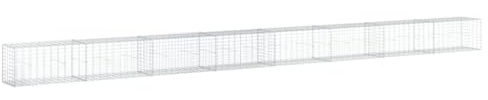 vidaXL Gabionkorg med skydd 800x50x50 cm galvaniserat järn, gabionkorg, stenmur, gabionmur, gabionkorgar, stenmurar, gabinmurar, gabionvägg