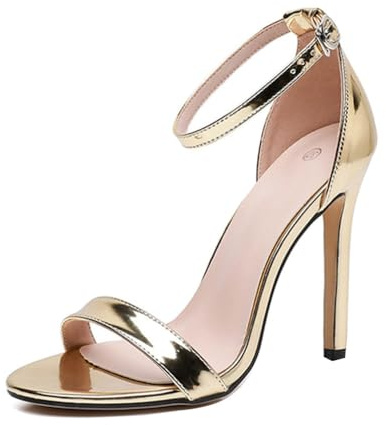 Minetom Sandales Femme Bout Ouverts Chaussures à Talon Aiguille Haut High Heels Escarpins Été Fête Soirée Mariage Bureau Sandals A Or 42 EU