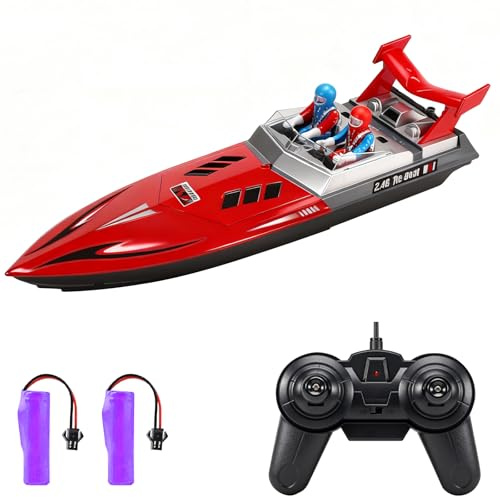 OBEST Bateau RC électrique étanche 2,4 GHz - Bateau à grande vitesse sans fil pour piscines, lacs et étangs - Jouet aquatique pour garçons et filles