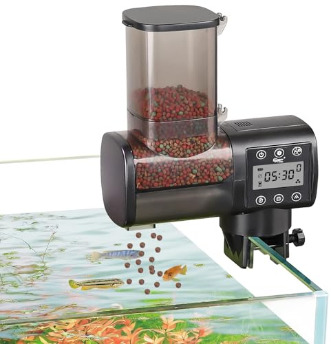 Hygger Alimentador Automatico Acuario, 500ml Auto Feeder Fish con LCD Display Controller for Weekend Holiday(Battery Not Included)