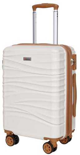 Romswi Expandable 22x14x9 Airline Approved,21 Carry On Luggage,Hardshell Suitcase with Double Spinner Wheels for 20% More Space, Lightweight Hardside Luggage, Scratch-Resistant & YKK Zipper, White