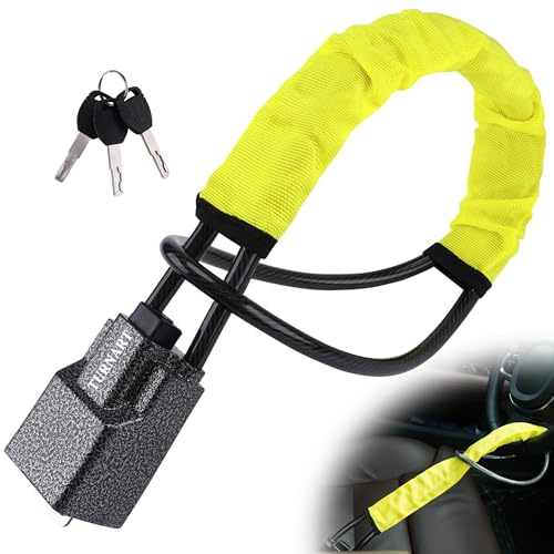 Bloqueo de volante Turnart, compatible con la mayoría de los modelos. Bloqueo antirrobo para automóviles resistente y duradero, apto para turismos, camiones, SUV y furgonetas; incluye 3 llaves