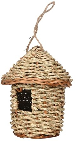 Rifugio aviario – Nidificazione esterna Eco Habitat Design Tessitura Paglia Artigianale | Costruzione di Rifugio di Allevamento Naturale, Montaggio su Portico Balcone da 6,3 Pollici