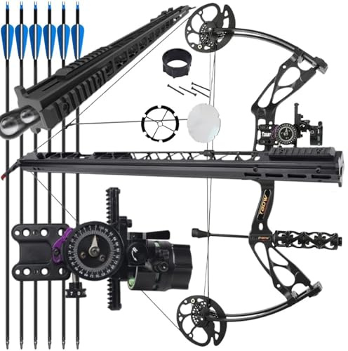 0-70lb Compound Bow Rapid Bow Shooter Launcher Steel Ball Hunting Archery Orbital Shot，can achieve continuous supply and continuous shooting.