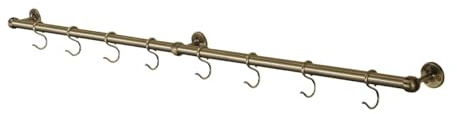 Stiley Living 1000mm Kitchen Utensil Rail with 8 Hooks (Antique Brass) | 1000mm rail with 8 sliding S-hooks, 2 end brackets and 1 centre bracket; screws and fitting instructions included.